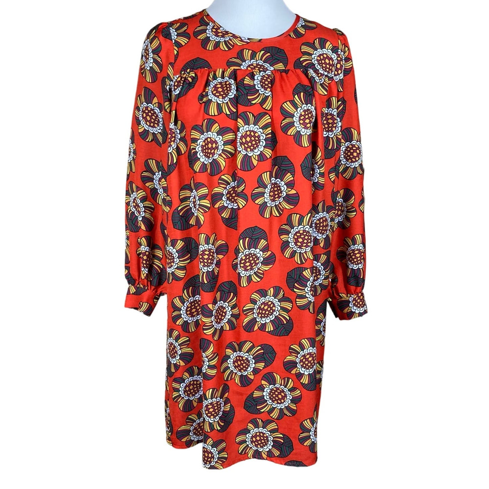 Traffic People TP Anthropologie Red Floral Funky Abstract Mini Midi Dress Small